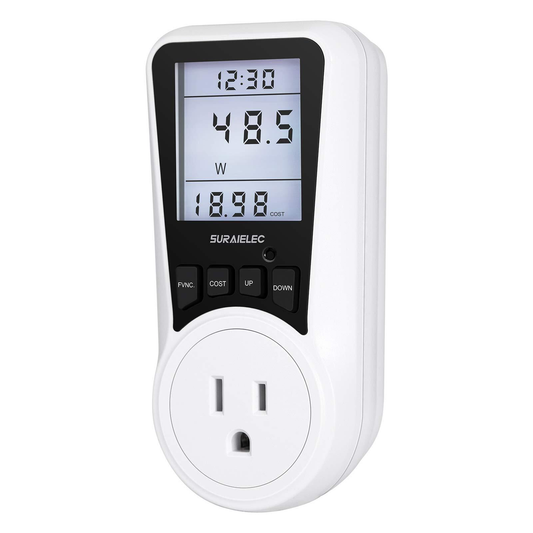 Watt Meter Plug-In Socket Power Meter with Auto Cost Calculator & Backlit LCD Display