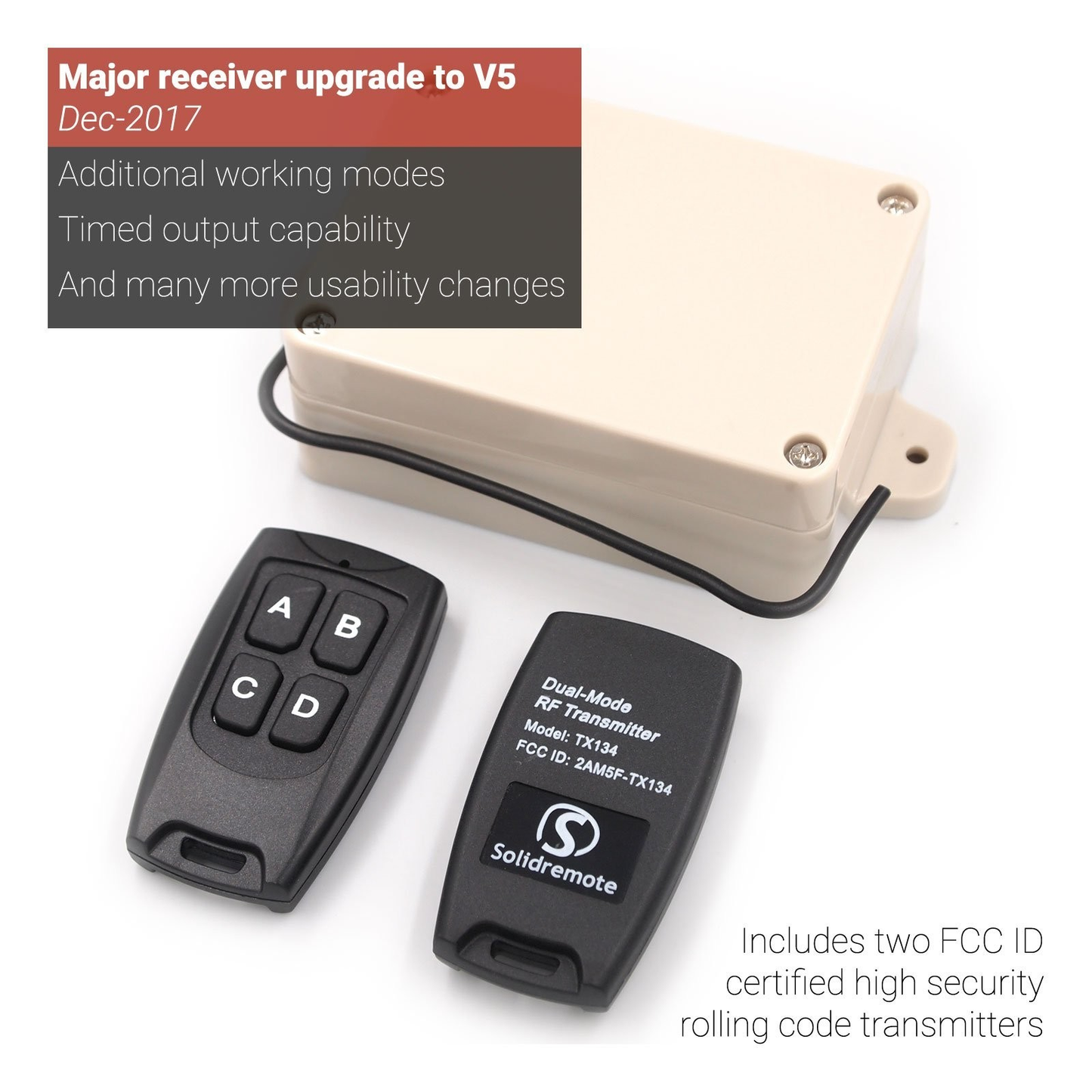 Solidremote 12V-24V Secure Wireless RF Remote Control Relay Switch