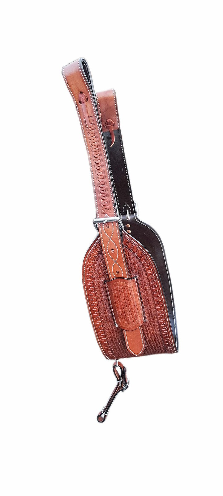 Western Horse Floral Tooled Leather Rear Flank Back Cinch for Roper & Trail Saddle