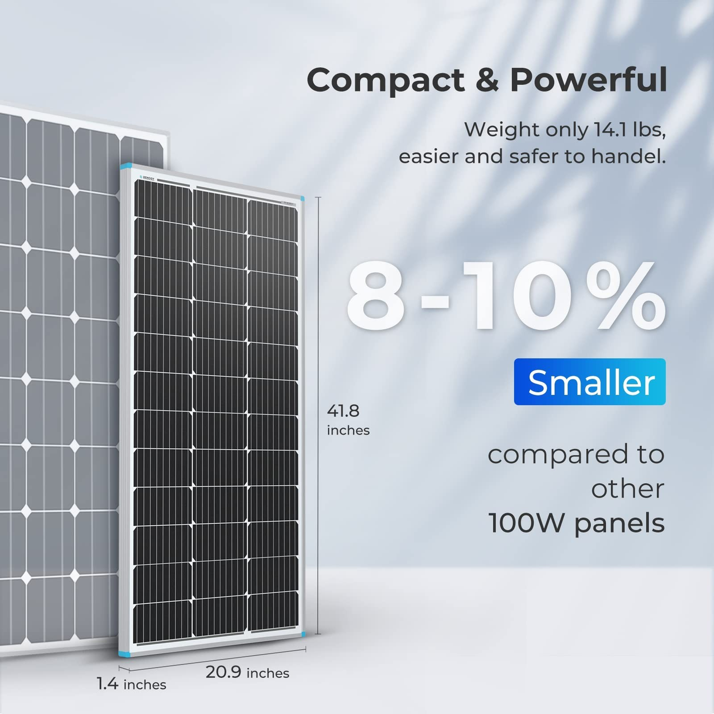 Renogy Solar Panel 100 Watt 12 Volt, High-Efficiency Monocrystalline PV Modul...