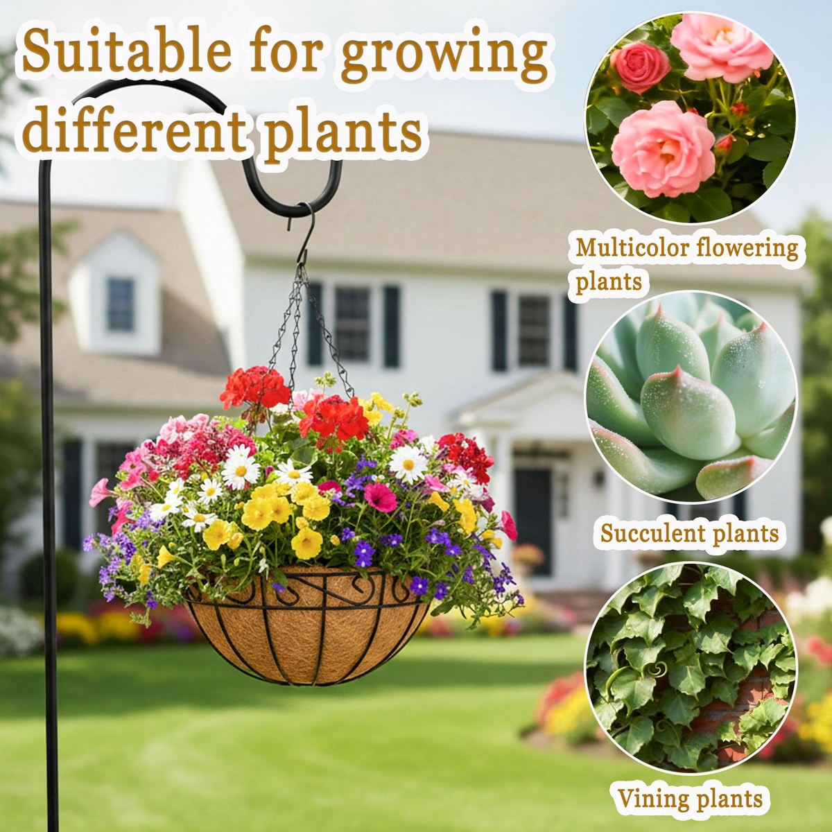 14Inch Metal Hanging Planters  4 Pack Flower Pots for Indoor & Outdoor Decor