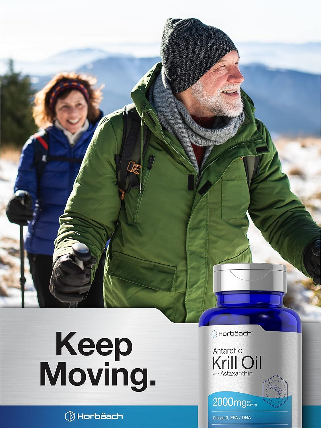 Horbaach Krill Oil 2000mg Omega-3 Softgels 60 Count Nutritional Supplement