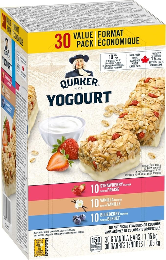 Quaker Chewy Yogurt Granola BAR CP 30, 1.05kg - FREE SHIPPING