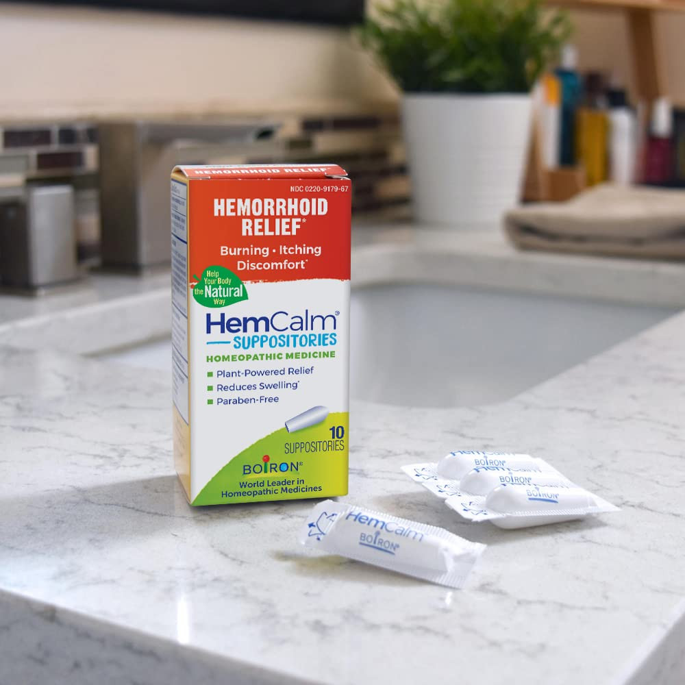 Boiron HemCalm 10 Count Plant Based Multi Symptom Hemorrhoid Relief Supposito...