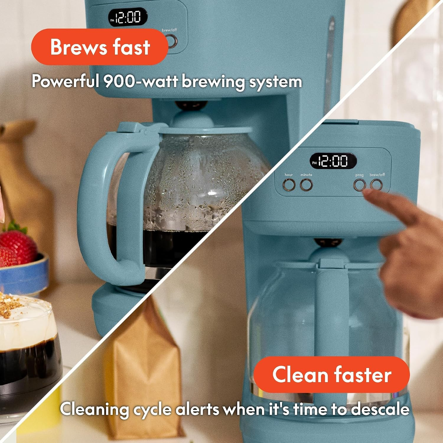 12 Cup Programmable Coffee Maker Reusable Dishwasher Safe Accessories Easy LCD