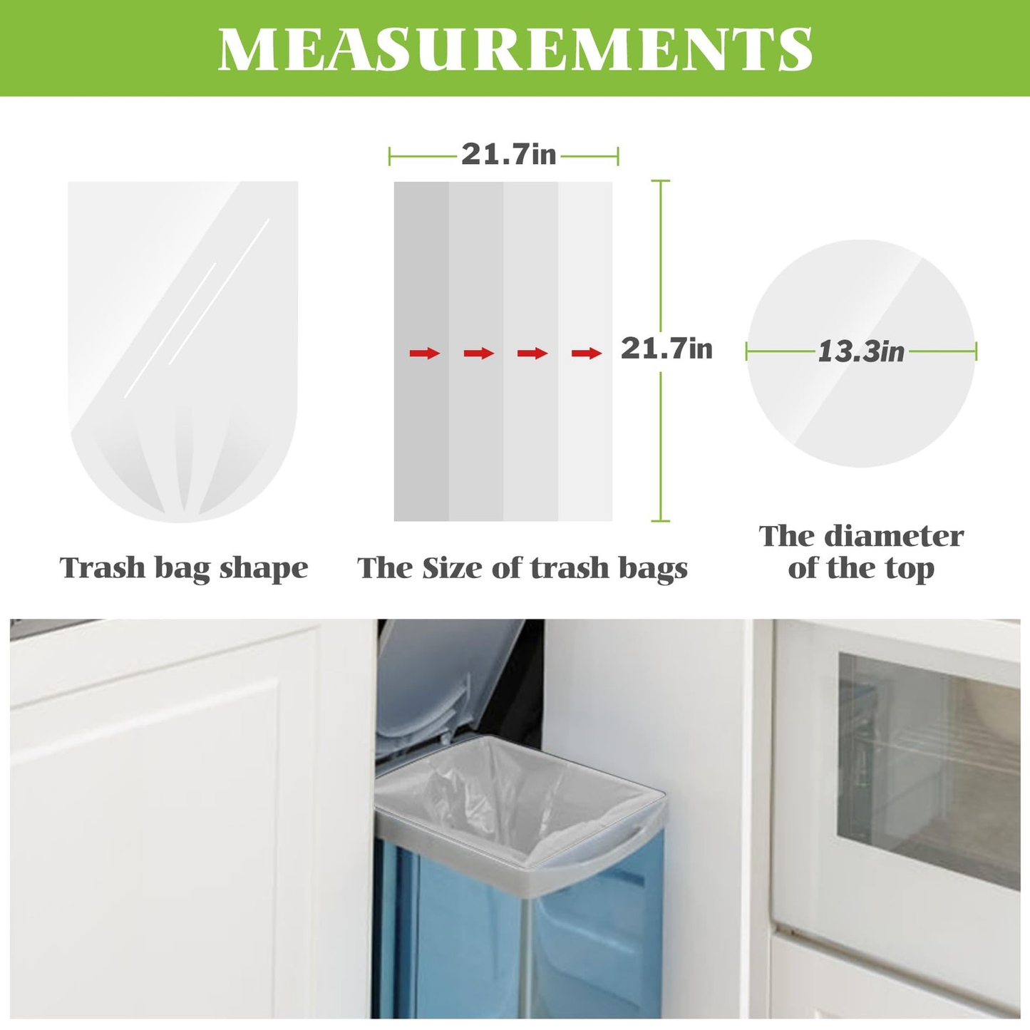 5 Gallon 100 Counts Black Trash Bags Garbage Bags, Bathroom Trash Can Bin Liners