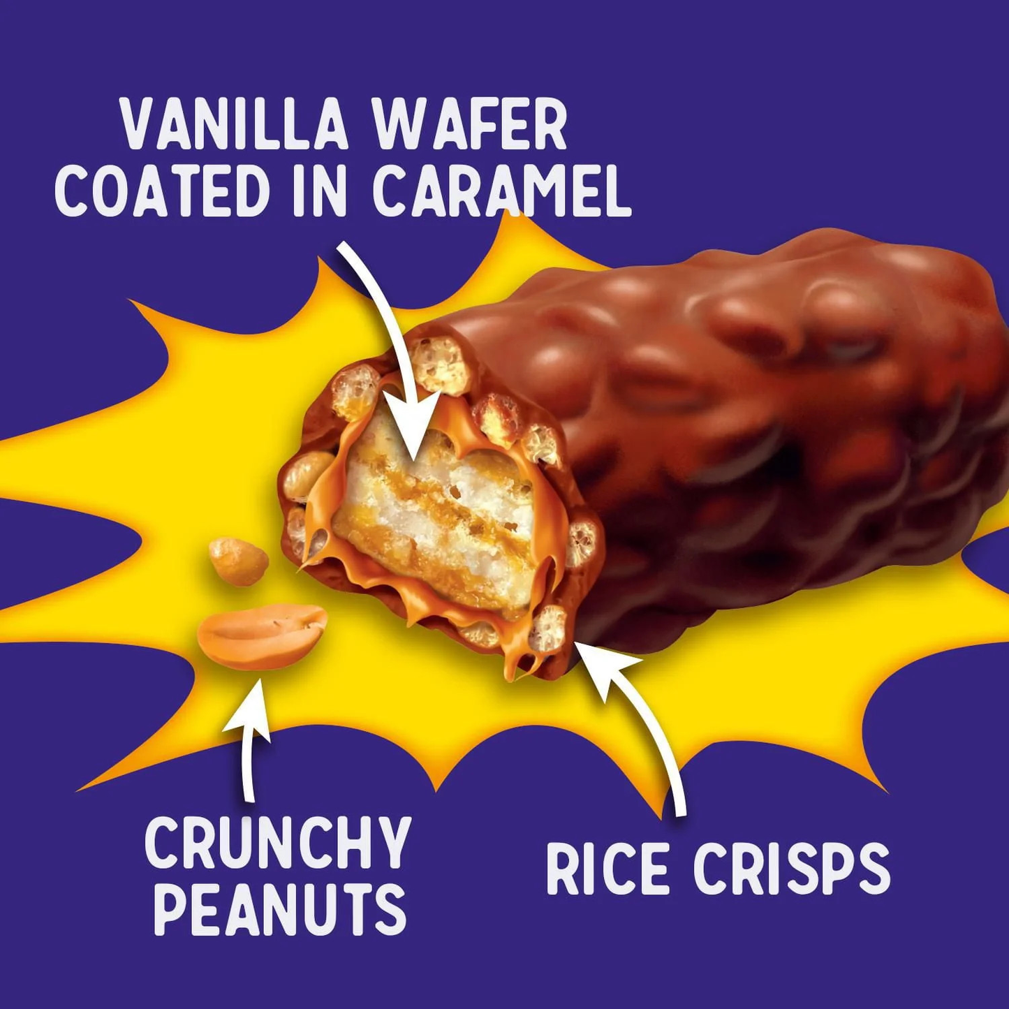 Cadbury Mr. Big Full Size Chocolate Bars, Individually Wrapped Candy - 4x50g
