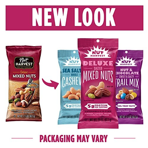 Nut Harvest Deluxe Mixed Nuts 2.25 oz Snack Packs – Pack of 16, Premium Mixed Nuts