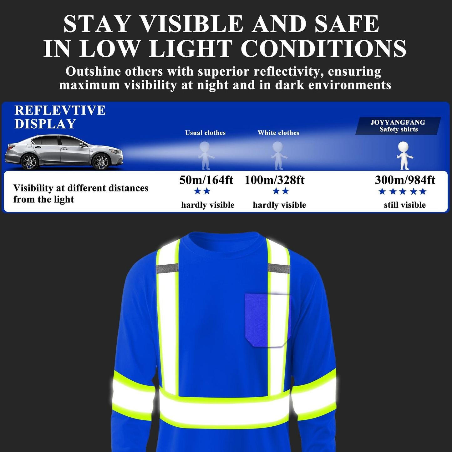 Hi-Vis Heavy Duty Men's Long Sleeve Reflective Safety T-Shirt (Free Shipping)