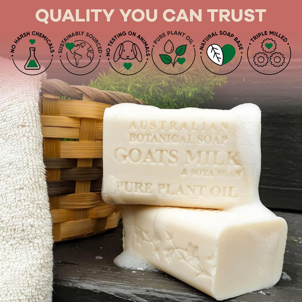 Australian Botanical Goat Milk Soap 8 Bars Triple Milled Soya Bean Oil 6.8 oz
