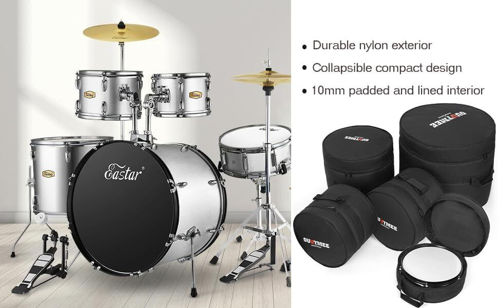 14 Inch Snare Drum Bag Padded Case For 14X5.5 And 14X6.5 Snare Drums Black