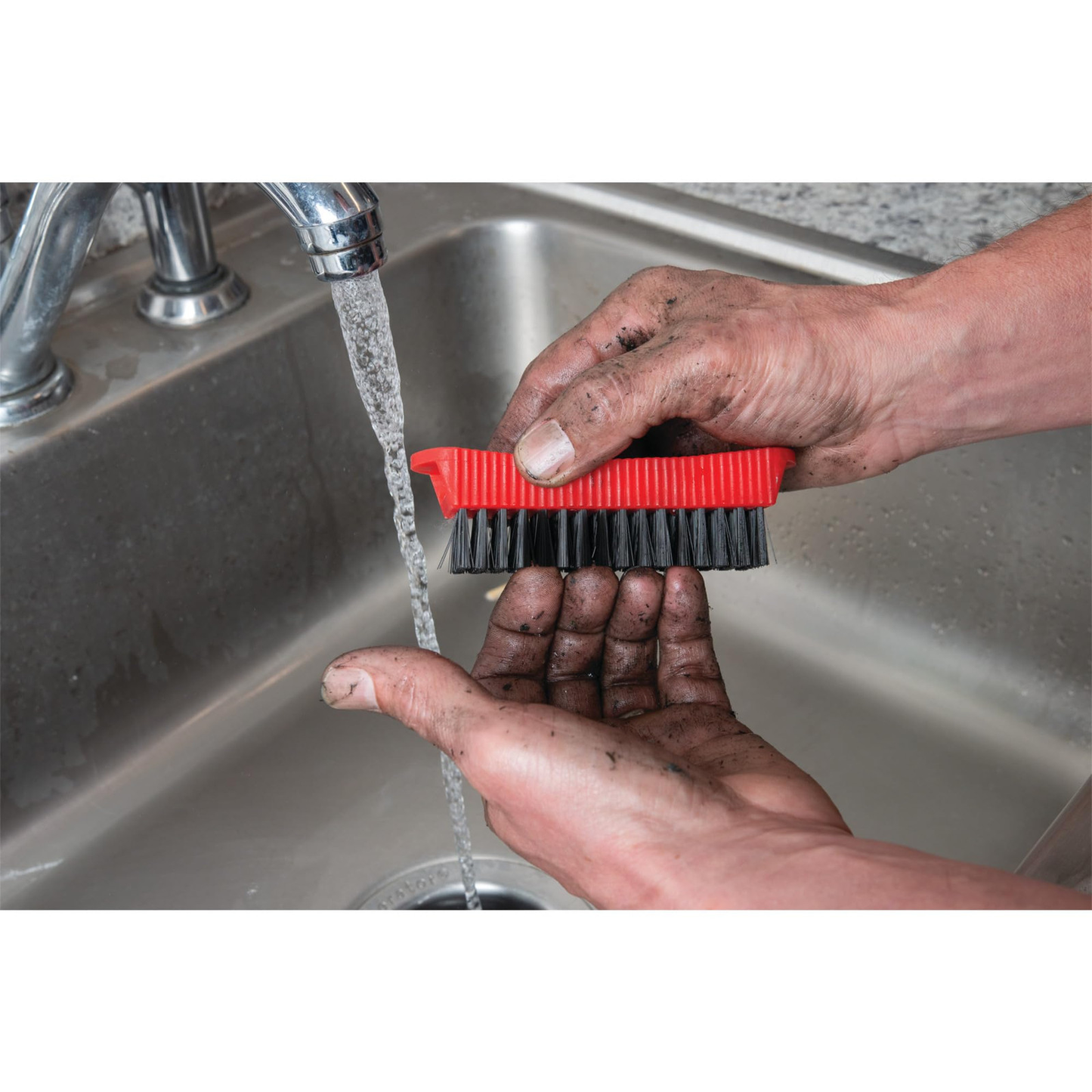 Ergonomic Nylon Bristle Fingernail Brush with Magnet for Nail & Hand Cleaning