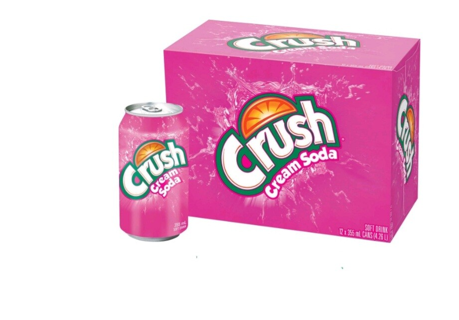 Clear Crush Cream Soda Pop – 12 Cans x 355ml Sweet Vanilla Flavored Soft Drink feee shipping