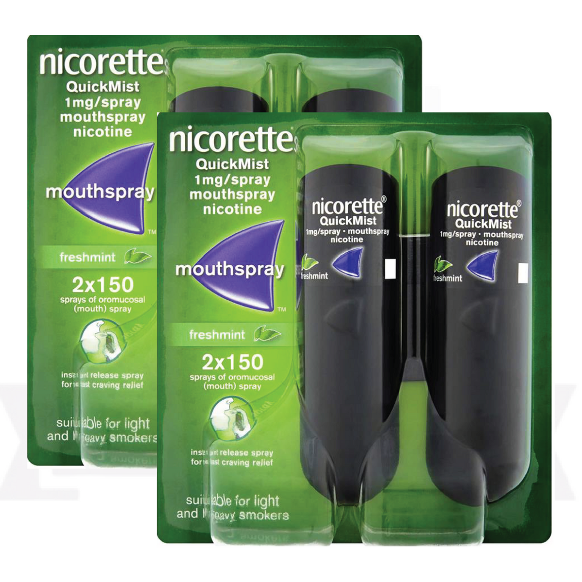 Nicorette QuickMist Duo Anti-Craving Mouth Spray | 4 Bottles, 600 Doses | FREE SHIPPINGNicorette Quickmist Duo – Spray anti-craving rapide – 4 flacons (600 doses) - FREE SHIPPING