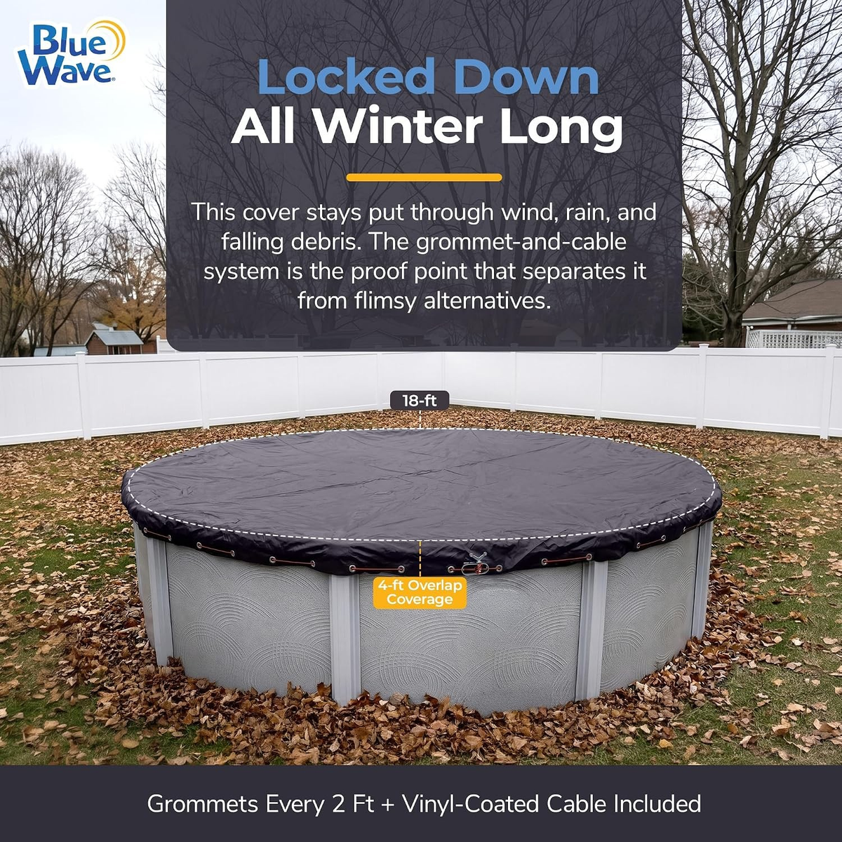 Arctic Armor 18-ft Round Above Ground Pool Winter Cover Navy Solid polyethylene