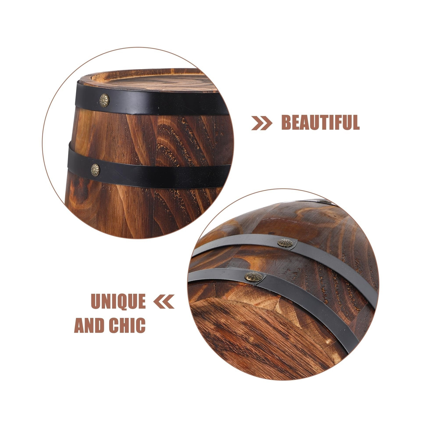 GANAZONO Wood Wine Barrel Whiskey Barrel Bucket Vintage Flower Planter Rustic Garden Decor