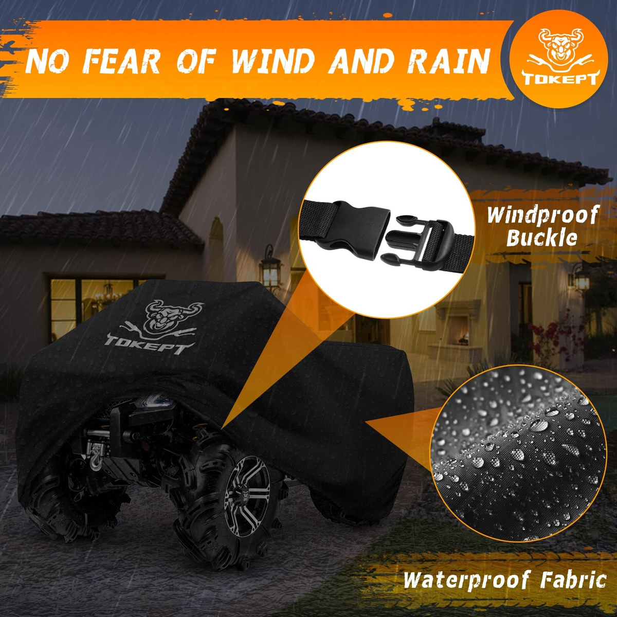 Heavy Duty Waterproof ATV Cover for 100" 4 Wheeler Quad, Fits Honda, Polaris,