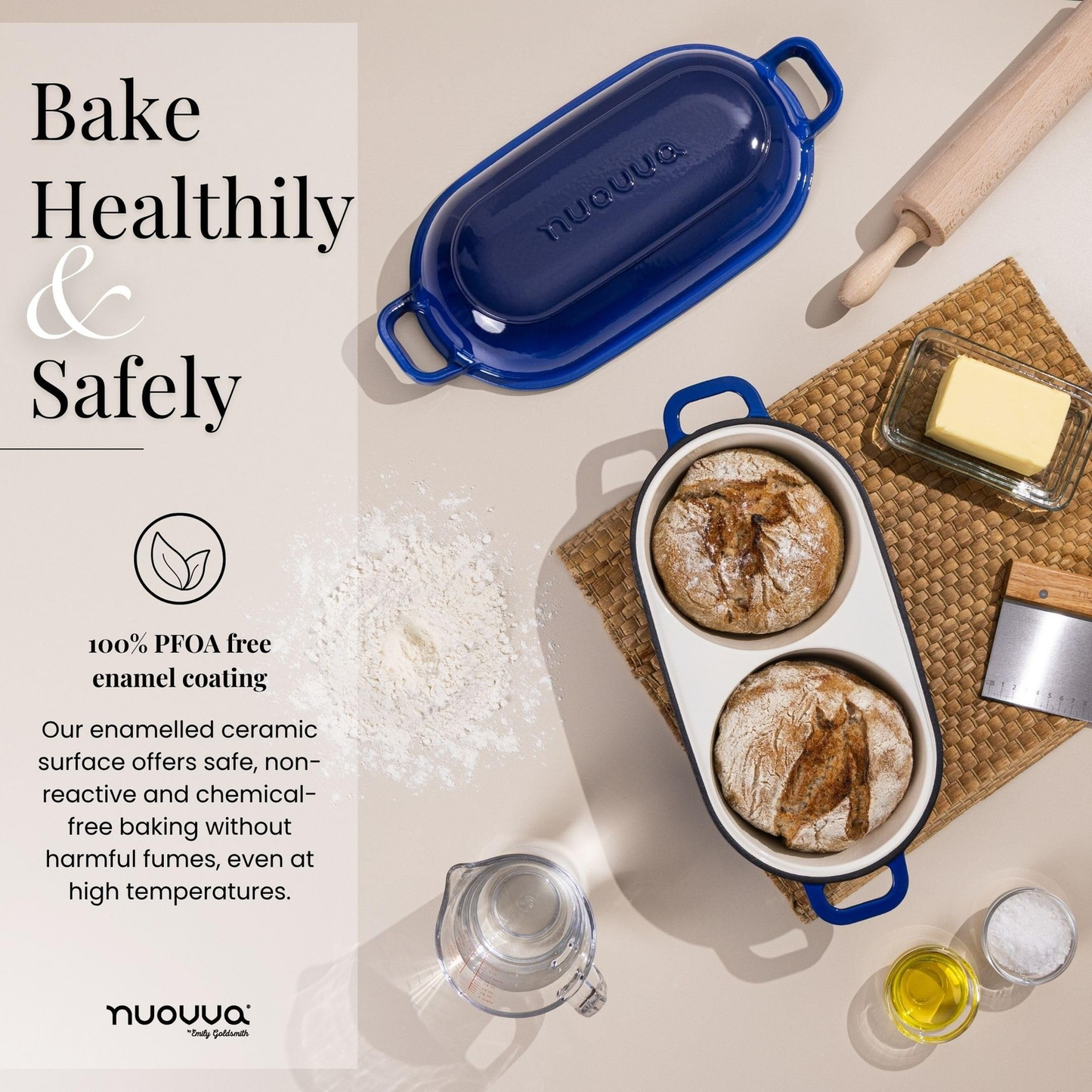 Dutch Oven For Sourdough Bread Baking – Enamelled Cast Iron Bread Loaf Pot – ...