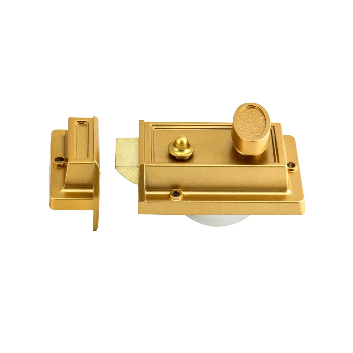 Antique Gold Brass Rim Night Latch Deadbolt Lock Single Cylinder 2 Keys