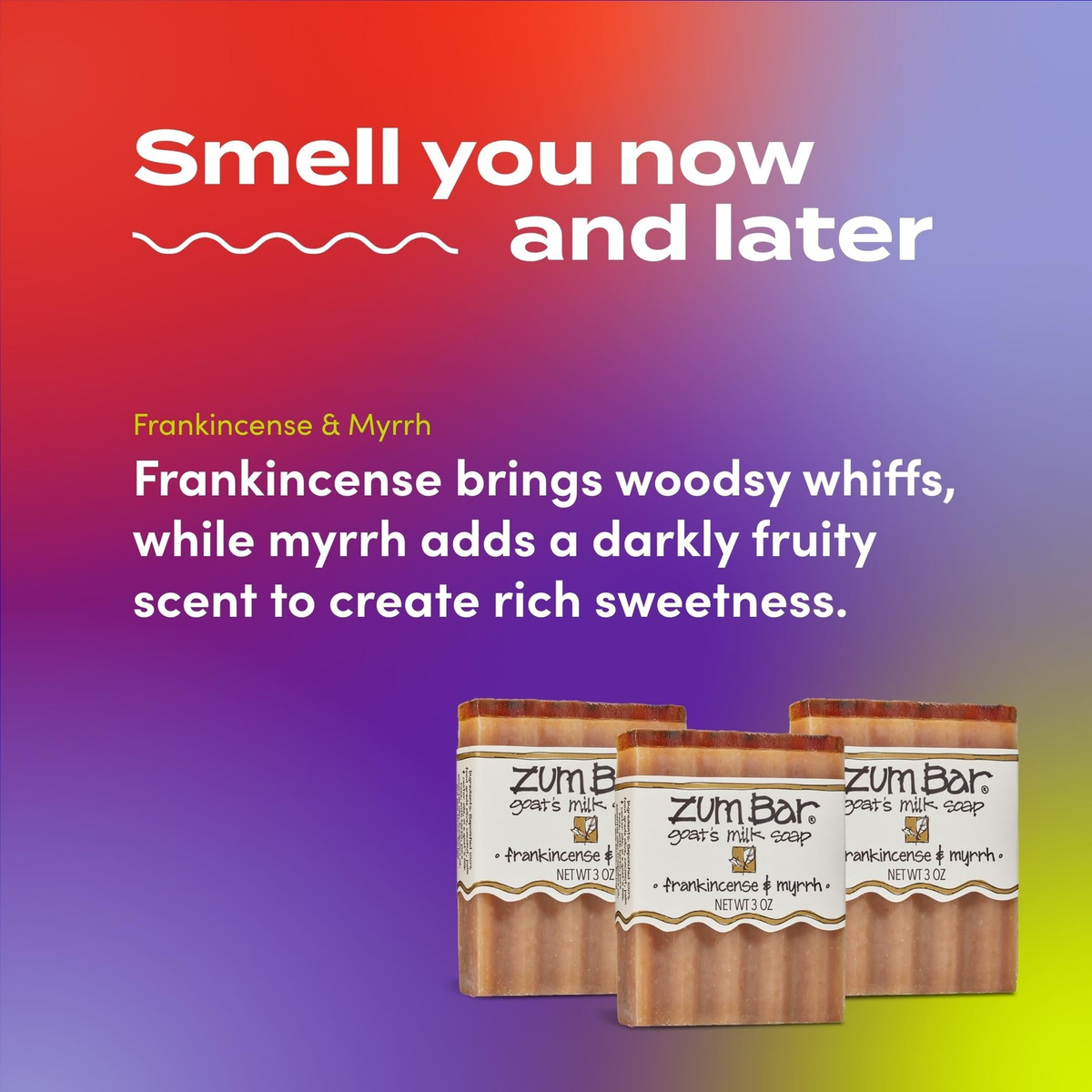 Zum Bar Goat's Milk Soap Frankincense & Myrrh | 3 oz Bars | 3-Pack | Handmade Soap | FREE SHIPPING 🧼🌿