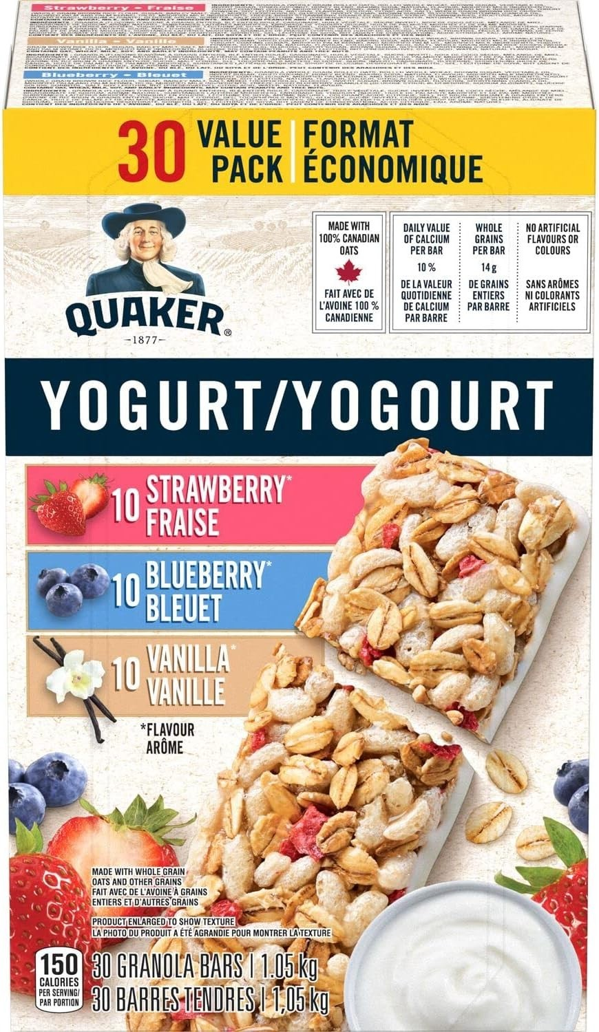 Quaker Chewy Yogurt Granola BAR CP 30, 1.05kg - FREE SHIPPING