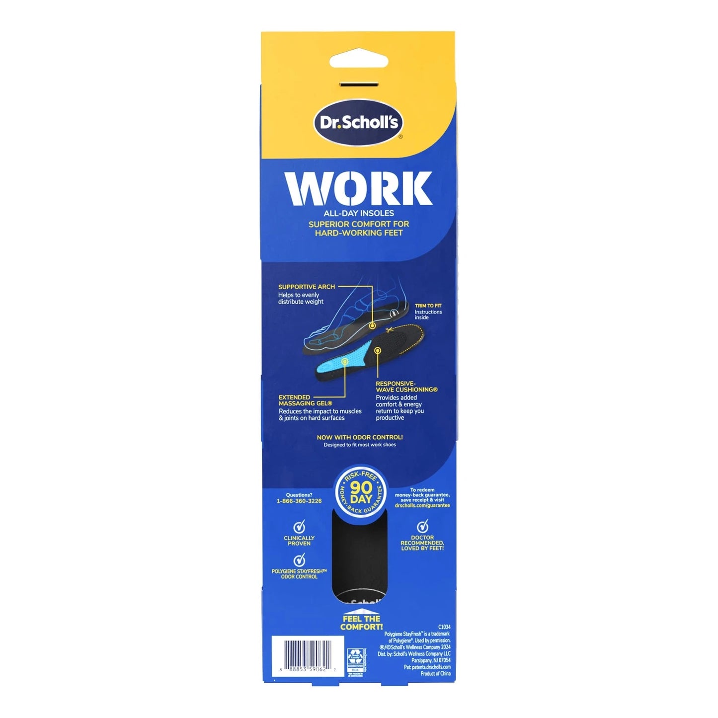 Dr. Scholls WORK Massaging Gel Advanced Insoles for Men Shoe Inserts