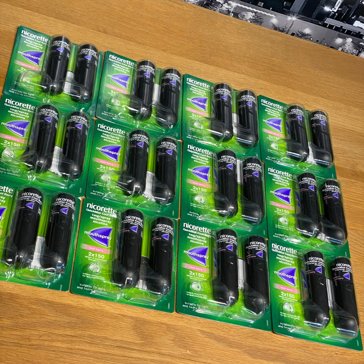 Nicorette Quickmist Cool Berry Mouthspray 150 Sprays - 12 x Duo Pack (24 Sprays-  Total Bulk Lot From UK)