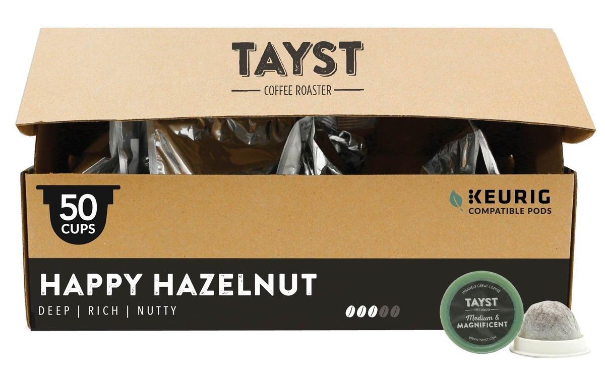 Tayst Happy Hazelnut Coffee Pods Medium Roast K Cup Compatible Single Serve Coffee