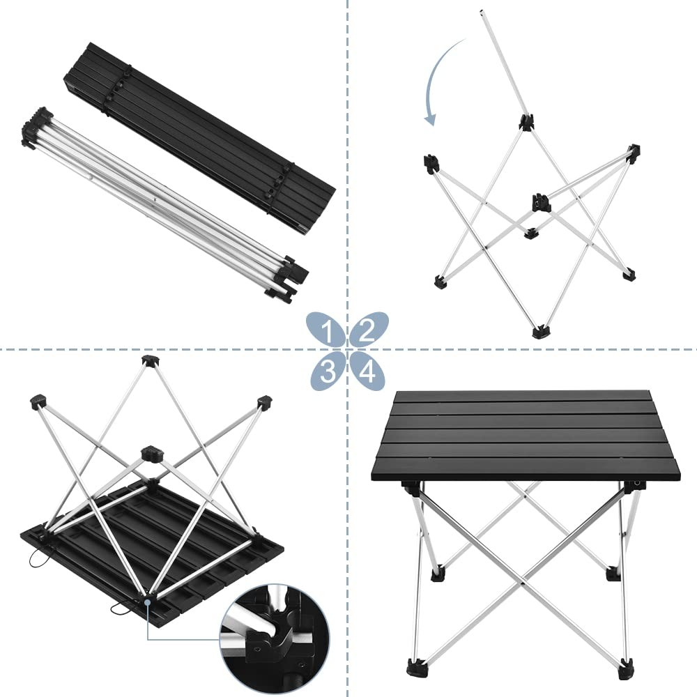 Portable Folding Camping Table  Lightweight Aluminum Beach Table