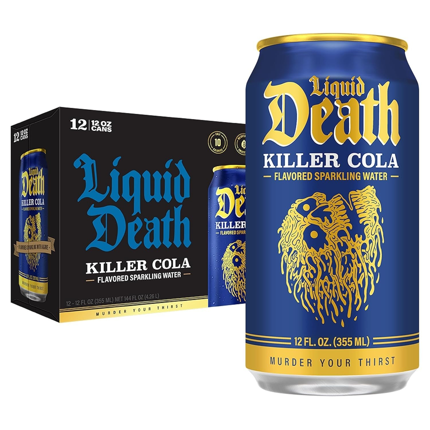 Liquid Death Sparkling Water Killer Cola Liquid Death Soda-Flavored Less Sugar