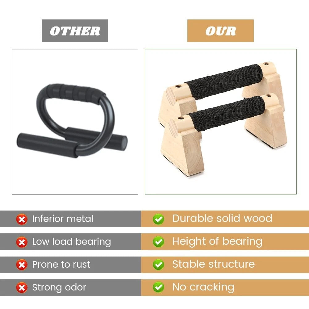 Wooden Push Up Bars for Calisthenics, Handstands, and Home Workouts