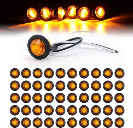 TMH 3/4-Inch Mount Amber LED Trailer Marker Lights, Pack of 50