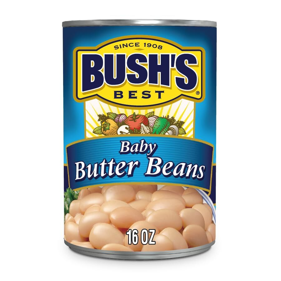 BUSH’S Best Baby Butter Beans | 16 oz Cans | 12-Pack | Gluten-Free Plant-Based Protein & Fiber | FREE SHIPPING 🫘🌱